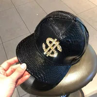 Unisex Punk Cross Dollar Skull Rhinestone Baseball Cap sku image 8