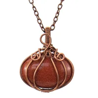 Fashion Pumpkin Copper Handmade Natural Stone Pendant Necklace sku image 5