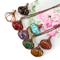 Fashion Pumpkin Copper Handmade Natural Stone Pendant Necklace main image 5