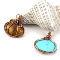 Fashion Pumpkin Copper Handmade Natural Stone Pendant Necklace main image 4