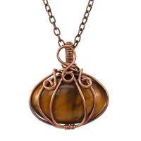 Fashion Pumpkin Copper Handmade Natural Stone Pendant Necklace sku image 6