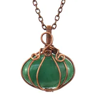 Fashion Pumpkin Copper Handmade Natural Stone Pendant Necklace sku image 4