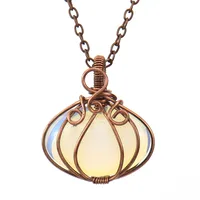 Fashion Pumpkin Copper Handmade Natural Stone Pendant Necklace sku image 8