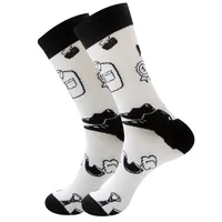 Unisex Classic Style Printing Letter Cotton Crew Socks 5 Pairs Per Pack sku image 3