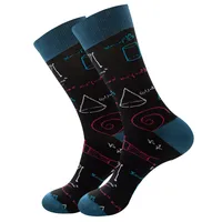 Unisex Classic Style Printing Letter Cotton Crew Socks 5 Pairs Per Pack sku image 9