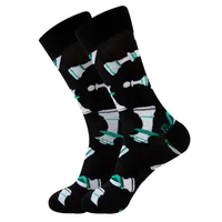 Unisex Classic Style Printing Letter Cotton Crew Socks 5 Pairs Per Pack sku image 5