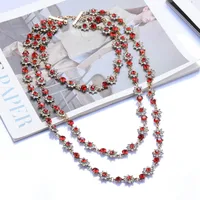 Style Exaggerated Jewelry Multi-layer Pearl Crystal Gem Necklace Long Sweater Chain Accessories sku image 2