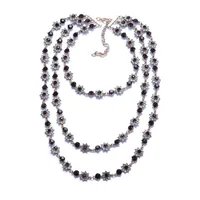 Style Exaggerated Jewelry Multi-layer Pearl Crystal Gem Necklace Long Sweater Chain Accessories sku image 4