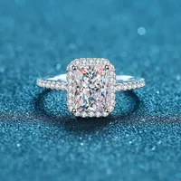 Classic Style Shiny Rectangle Sterling Silver Moissanite Zircon Rings In Bulk main image 1