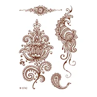 Trade  Tattoo Sticker Waterproof Brown Red Middle East Semi-permanent Lace Tattoo Sticker Henna sku image 11