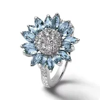 Elegant Lady Flower Alloy Plating Inlay Rhinestones White Gold Plated Women's Rings main image 2