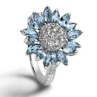 Elegant Lady Flower Alloy Plating Inlay Rhinestones White Gold Plated Women's Rings main image 3