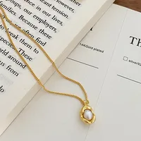 Elegant Lady Water Droplets Titanium Steel 18k Gold Plated Artificial Pearls Pendant Necklace In Bulk main image 2