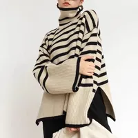 Women's Sweater Long Sleeve Sweaters & Cardigans Casual Stripe sku image 1