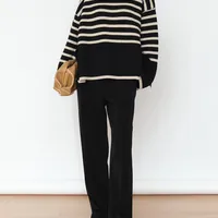 Women's Sweater Long Sleeve Sweaters & Cardigans Casual Stripe sku image 2