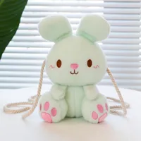 Girl's Pp Cotton Rabbit Cute Rabbit-shaped Zipper Crossbody Bag sku image 2