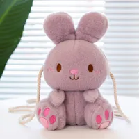 Girl's Pp Cotton Rabbit Cute Rabbit-shaped Zipper Crossbody Bag main image 7