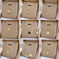 Elegant Lady Geometric Heart Shape Titanium Steel Plating Inlay Artificial Pearls Zircon Pendant Necklace main image 2