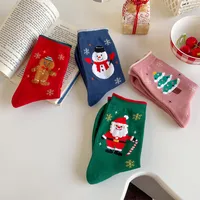 Women's Cartoon Style Christmas Tree Santa Claus Snowman Cotton Crew Socks A Pair main image 2