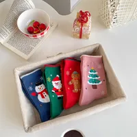 Women's Cartoon Style Christmas Tree Santa Claus Snowman Cotton Crew Socks A Pair main image 4