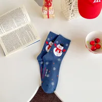 Women's Cartoon Style Christmas Tree Santa Claus Snowman Cotton Crew Socks A Pair sku image 2