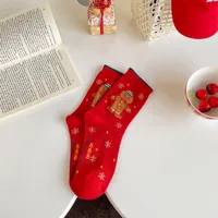 Women's Cartoon Style Christmas Tree Santa Claus Snowman Cotton Crew Socks A Pair sku image 1