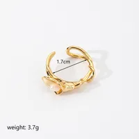 Retro Flower Butterfly Copper Plating Inlay Freshwater Pearl 18k Gold Plated Open Rings sku image 3