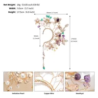 1 Piece Elegant Shiny Flower Butterfly Metal Artificial Crystal Ear Cuffs main image 7