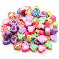 100 PCS/Package Soft Clay Heart Shape Beads main image 2