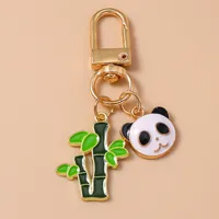 Casual Cute Commute Panda Bamboo Alloy Keychain sku image 3