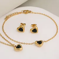 Wholesale Jewelry Classic Style Heart Shape 304 Stainless Steel Rhinestones Inlay Jewelry Set main image 5