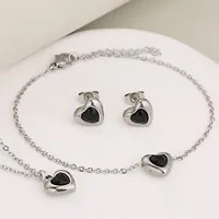 Wholesale Jewelry Classic Style Heart Shape 304 Stainless Steel Rhinestones Inlay Jewelry Set main image 9