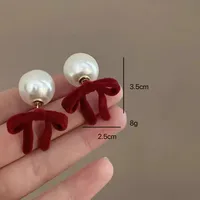 1 Pair Elegant Romantic Commute Bow Knot Flocking Ear Studs main image 2