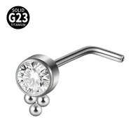 1 Piece Nose Rings & Studs Casual Elegant Vacation Sun G23 Titanium Zircon Inlay Zircon Nose Rings & Studs sku image 5