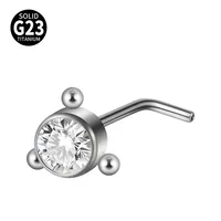 1 Piece Nose Rings & Studs Casual Elegant Vacation Sun G23 Titanium Zircon Inlay Zircon Nose Rings & Studs sku image 7