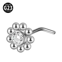 1 Piece Nose Rings & Studs Casual Elegant Vacation Sun G23 Titanium Zircon Inlay Zircon Nose Rings & Studs sku image 23