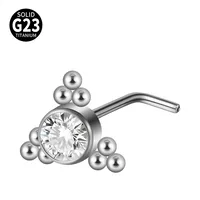 1 Piece Nose Rings & Studs Casual Elegant Vacation Sun G23 Titanium Zircon Inlay Zircon Nose Rings & Studs sku image 19