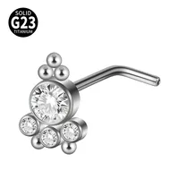 1 Piece Nose Rings & Studs Casual Elegant Vacation Sun G23 Titanium Zircon Inlay Zircon Nose Rings & Studs sku image 29