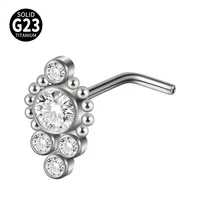 1 Piece Nose Rings & Studs Casual Elegant Vacation Sun G23 Titanium Zircon Inlay Zircon Nose Rings & Studs sku image 37