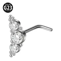 1 Piece Nose Rings & Studs Casual Elegant Vacation Sun G23 Titanium Zircon Inlay Zircon Nose Rings & Studs sku image 33