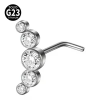 1 Piece Nose Rings & Studs Casual Elegant Vacation Sun G23 Titanium Zircon Inlay Zircon Nose Rings & Studs sku image 21