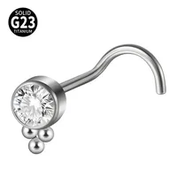 1 Piece Nose Rings & Studs Casual Elegant Vacation Sun G23 Titanium Zircon Inlay Zircon Nose Rings & Studs sku image 6