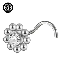 1 Piece Nose Rings & Studs Casual Elegant Vacation Sun G23 Titanium Zircon Inlay Zircon Nose Rings & Studs sku image 24