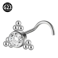 1 Piece Nose Rings & Studs Casual Elegant Vacation Sun G23 Titanium Zircon Inlay Zircon Nose Rings & Studs sku image 20