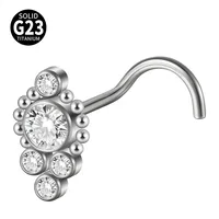 1 Piece Nose Rings & Studs Casual Elegant Vacation Sun G23 Titanium Zircon Inlay Zircon Nose Rings & Studs sku image 38