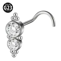 1 Piece Nose Rings & Studs Casual Elegant Vacation Sun G23 Titanium Zircon Inlay Zircon Nose Rings & Studs sku image 26