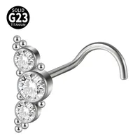 1 Piece Nose Rings & Studs Casual Elegant Vacation Sun G23 Titanium Zircon Inlay Zircon Nose Rings & Studs sku image 34