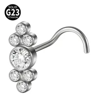 1 Piece Nose Rings & Studs Casual Elegant Vacation Sun G23 Titanium Zircon Inlay Zircon Nose Rings & Studs sku image 32