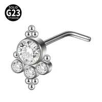 1 Piece Nose Rings & Studs Casual Elegant Vacation Sun G23 Titanium Zircon Inlay Zircon Nose Rings & Studs sku image 35