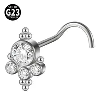 1 Piece Nose Rings & Studs Casual Elegant Vacation Sun G23 Titanium Zircon Inlay Zircon Nose Rings & Studs sku image 36